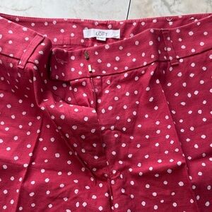 LOFT Red Shorts with White Dots